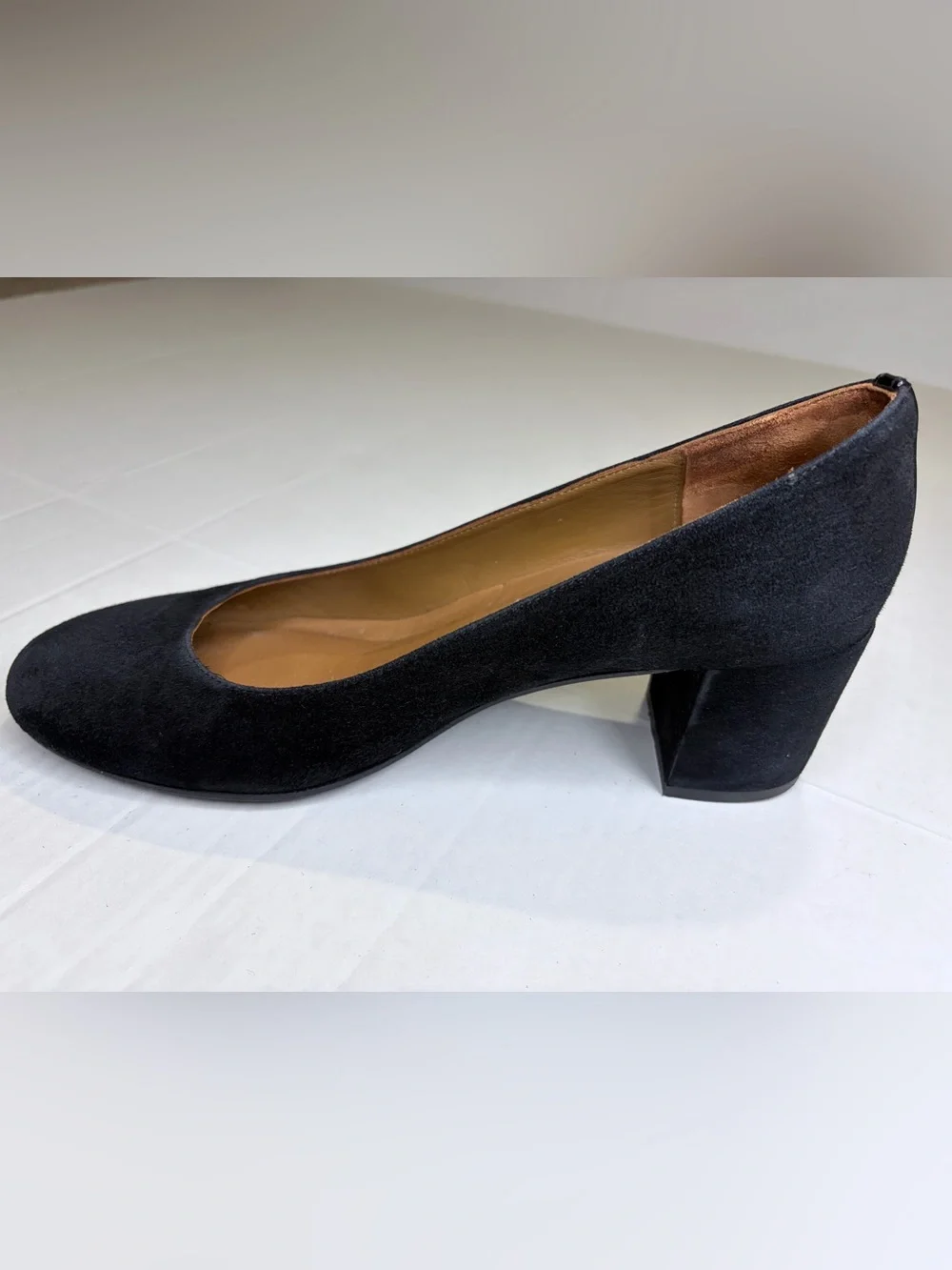 Margaux The Heel Black Suede Block Sz 8.5 EU 38.5 Handmade Spain Quiet Luxury